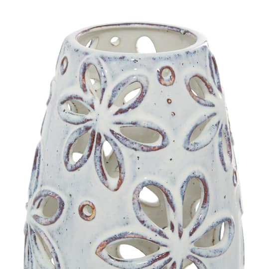 Set of 2 White Ceramic Farmhouse Vase 14", 11"